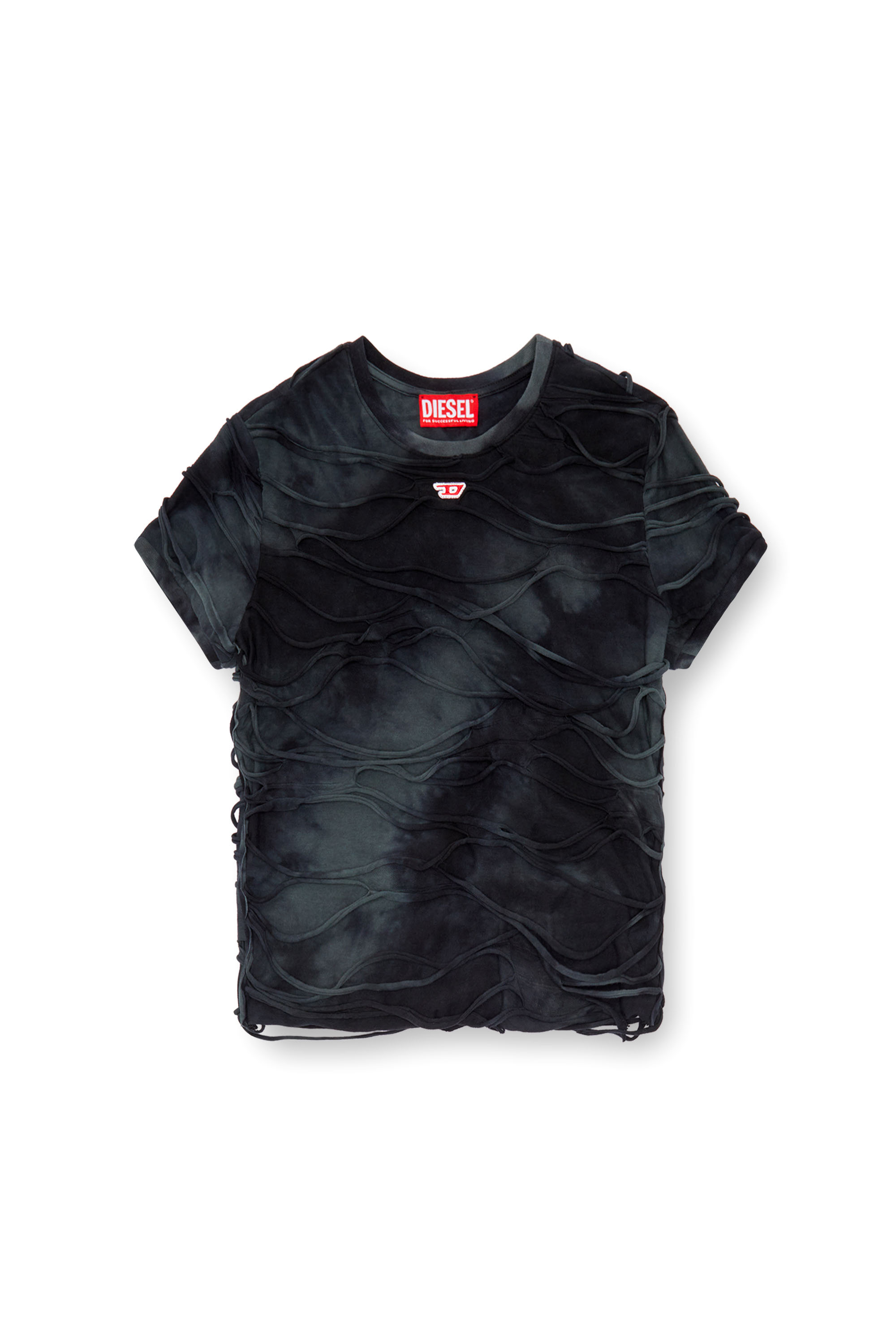 Diesel - T-UNCUTIE-LONG-P1, Femme T-shirt avec fils flottants in Noir - Image 5