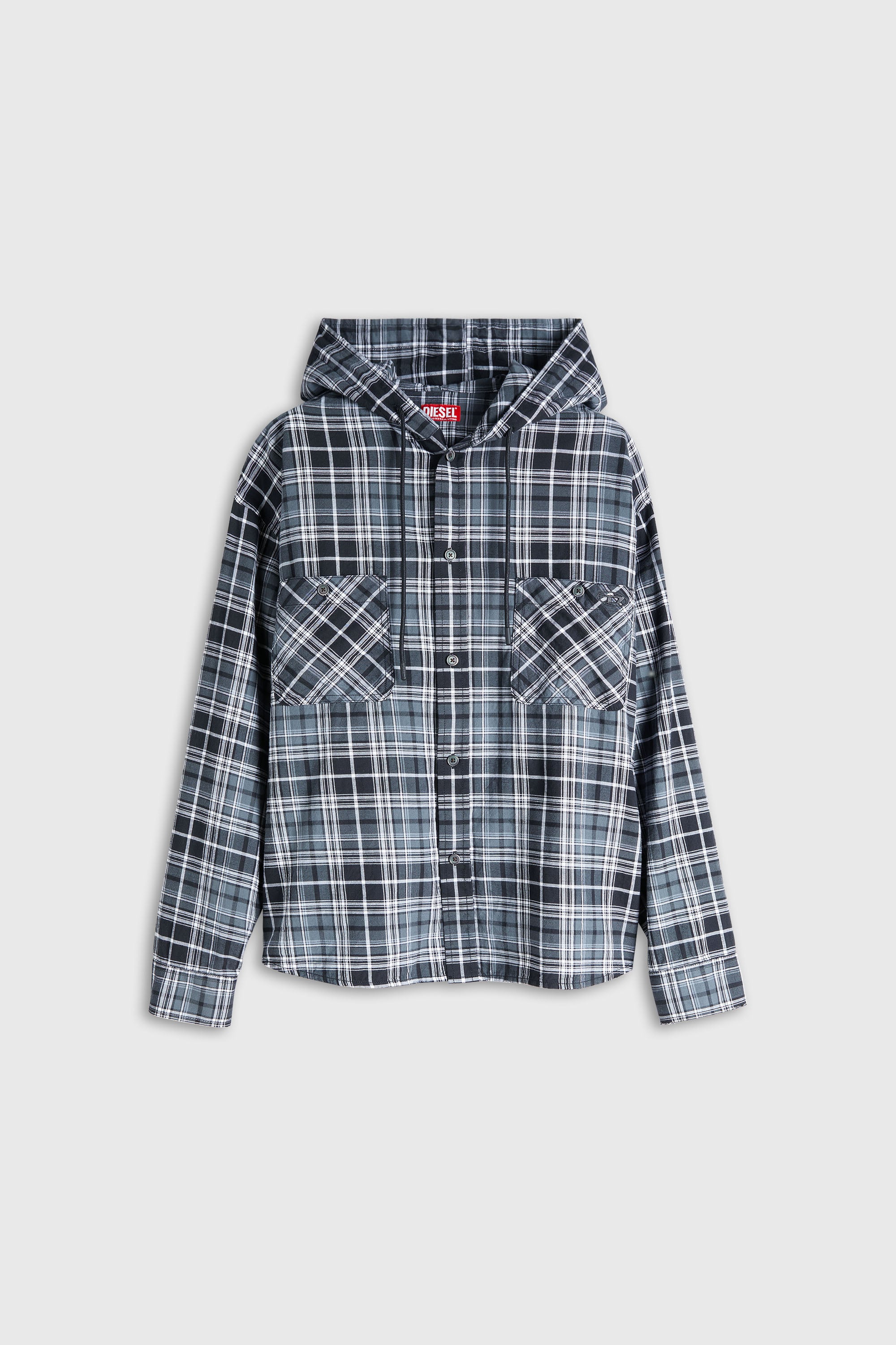 Diesel - S-DRUM-HOODY-DGBT, Chemise &agrave; capuche en flanelle &agrave; carreaux Homme in Polychrome - 2