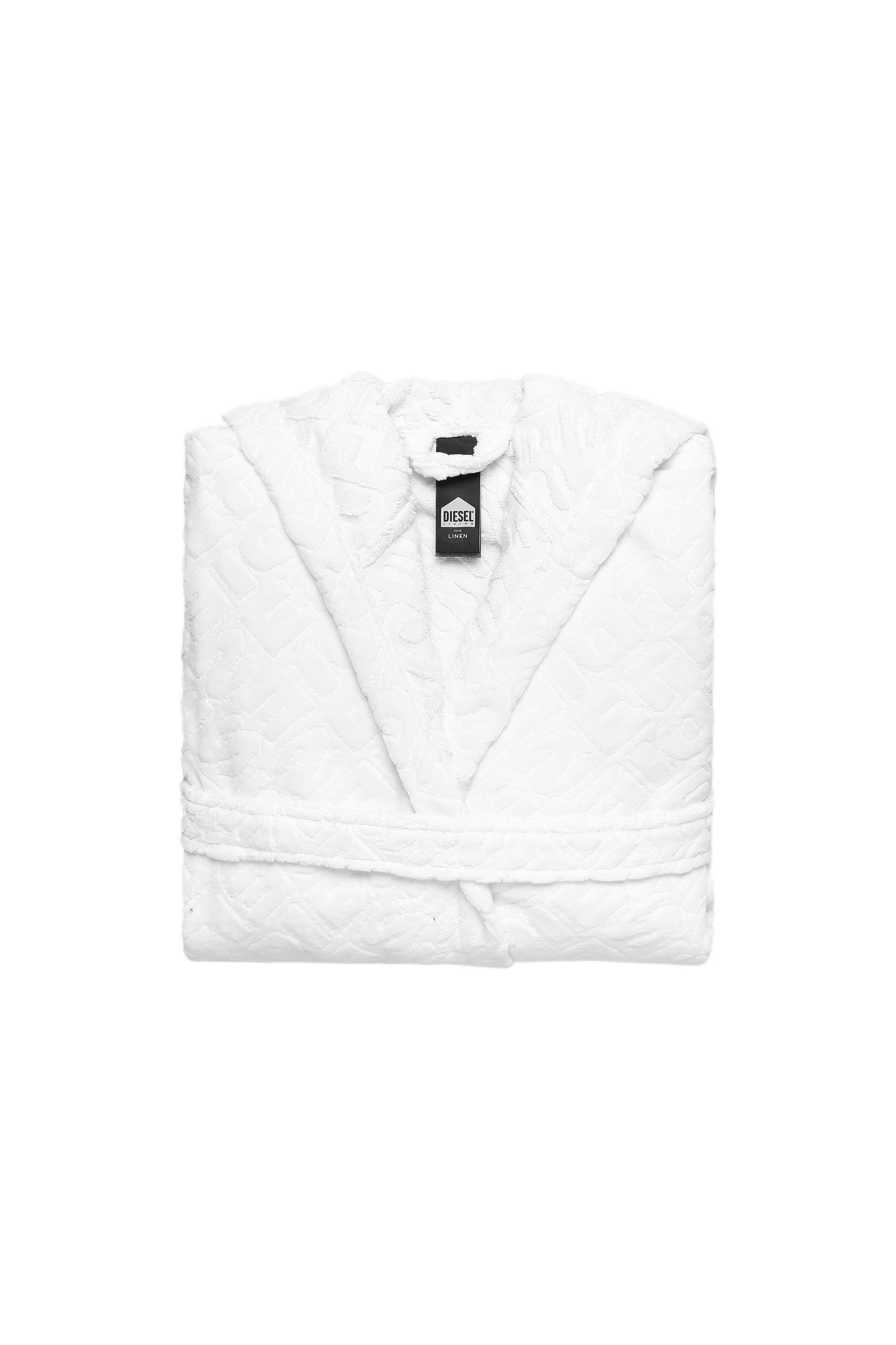 Diesel - ACC  3DLOGO     CAP L/XL, Unisex's Bathrobe with hood 3D LOGO, L/XL in White - 1