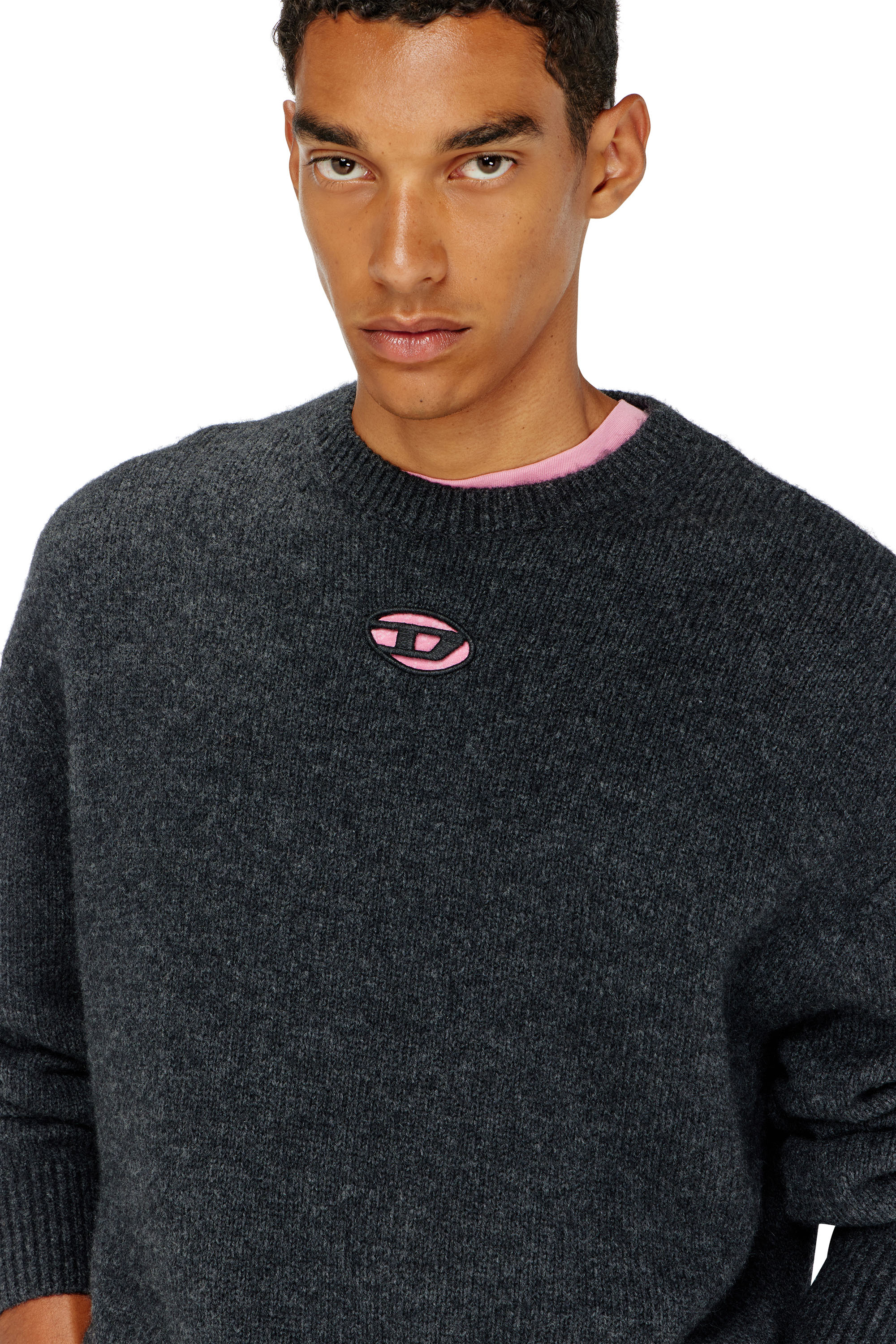 Diesel - K-AREESO, Pull en m&eacute;lange de laine et alpaga Homme in Noir - 5