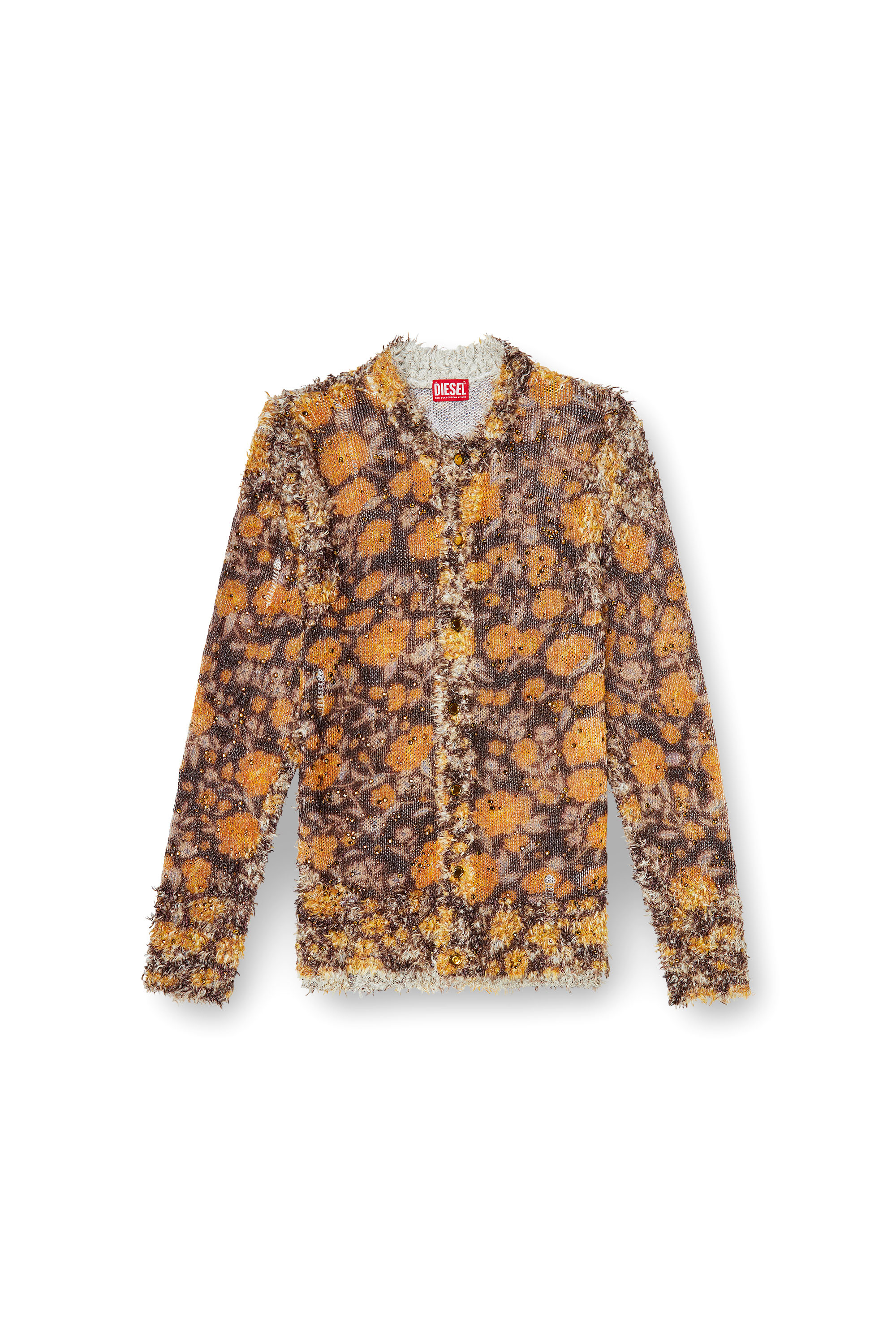 Diesel - K-LINNUS, Cardigan en m&eacute;lange de lin imprim&eacute; avec cristaux Homme in Polychrome - 3